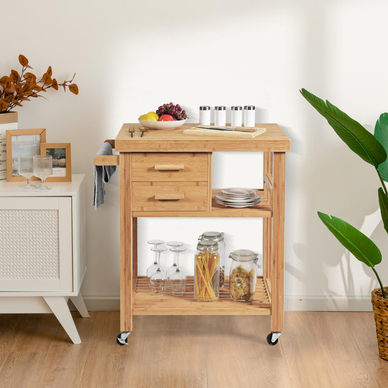 Winston Porter Solid Wood Kitchen Cart Wayfair